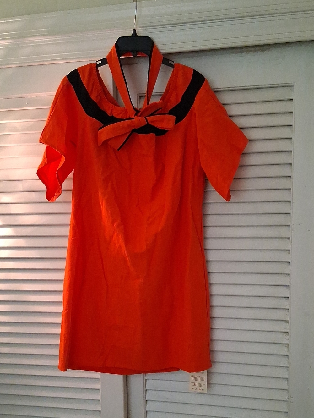 NWT - Modesees Bright Orange Bow-Front Short Sleeve Mini Dress